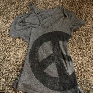 Vintage Gray Peace Graphic Women's Tee